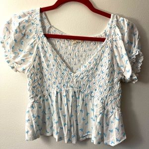 Pacsun LA Hearts top. Size S. White with light blue butterflies